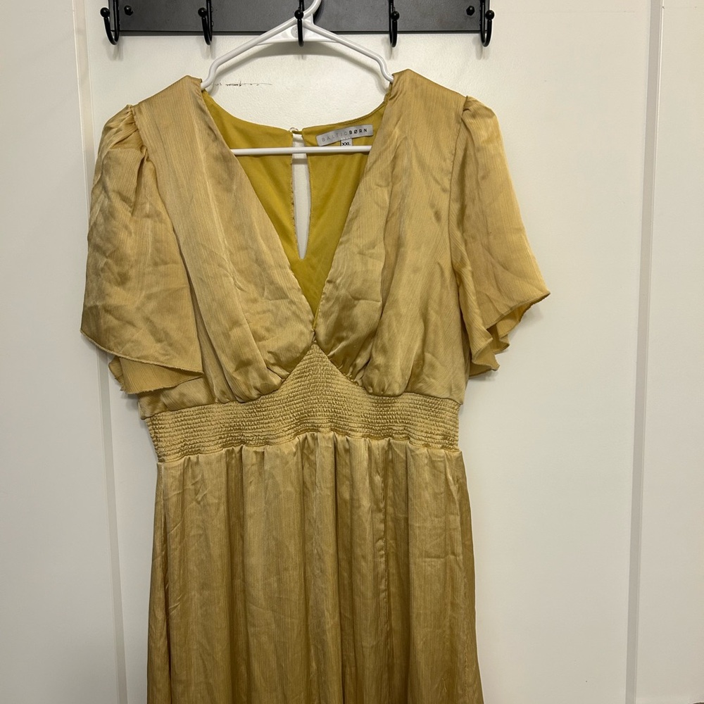 Baltic Born Prague Satin Maxi Dress in Mustard - Picture 2 of 12
